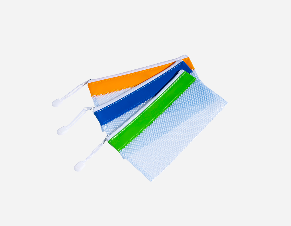 A4 PVC Mesh Zip Bag with Colored Strip | MFO-8155