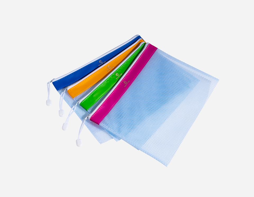 A4 PVC Mesh Zip Bag with Colored Strip | MFO-8155