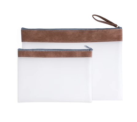 Soft TPU Zipper Bag with Leather Stripe MFO-8145