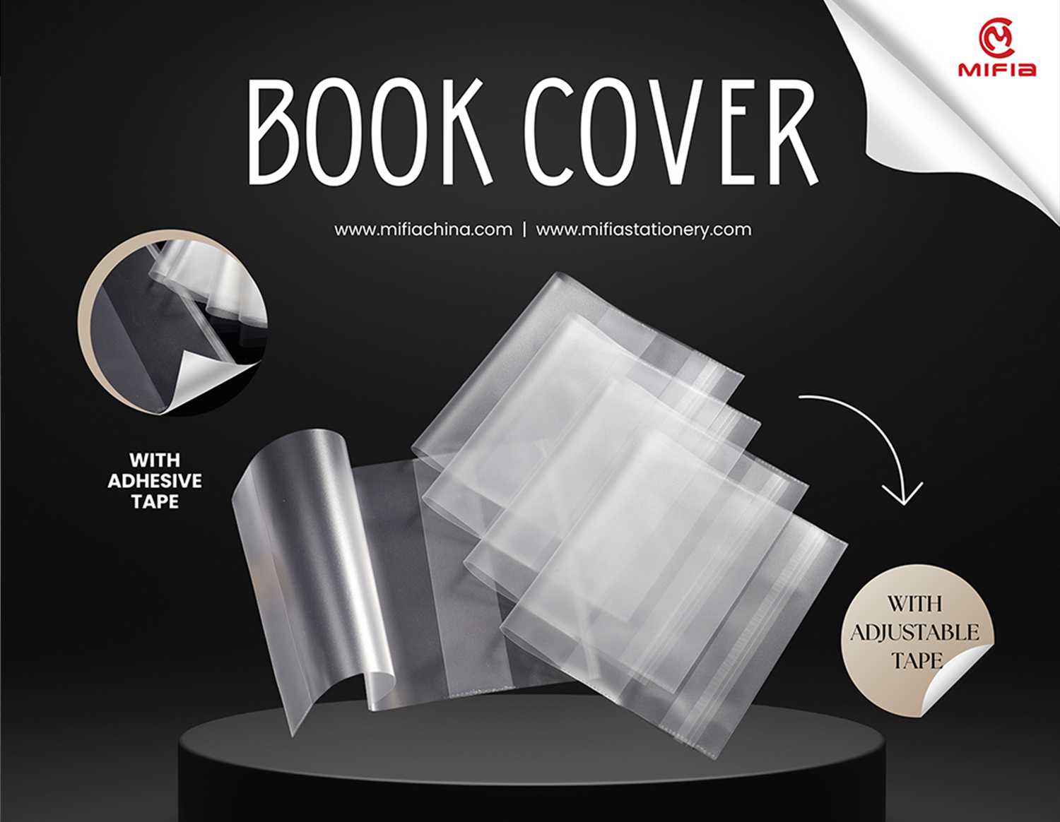 PP Transparent Orange Peel Textured Book Cover with Adjustable Spine and Glue Strip MFB-010