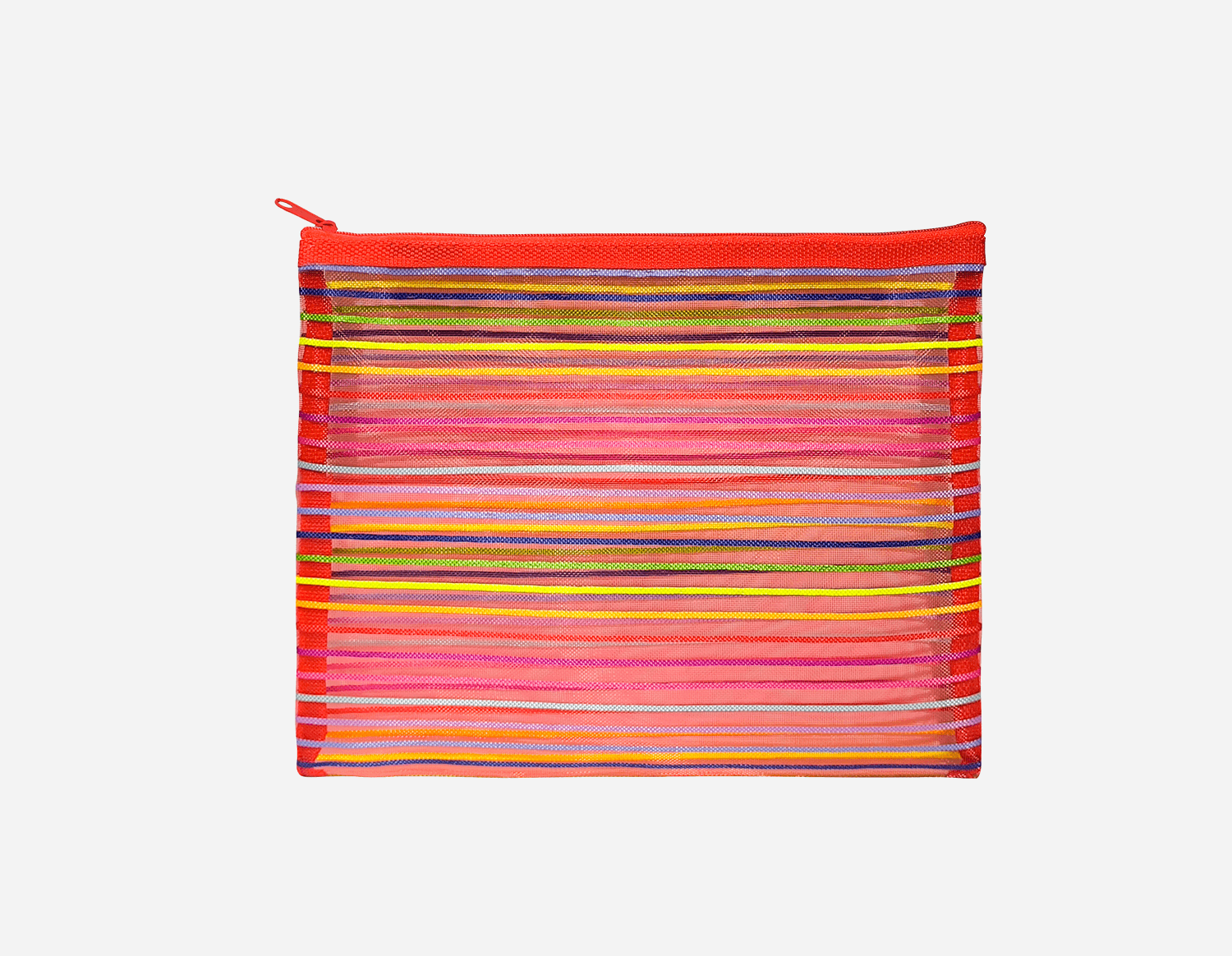 Colored Stripe Nylon Mesh Zipper Bag - MFO-8279