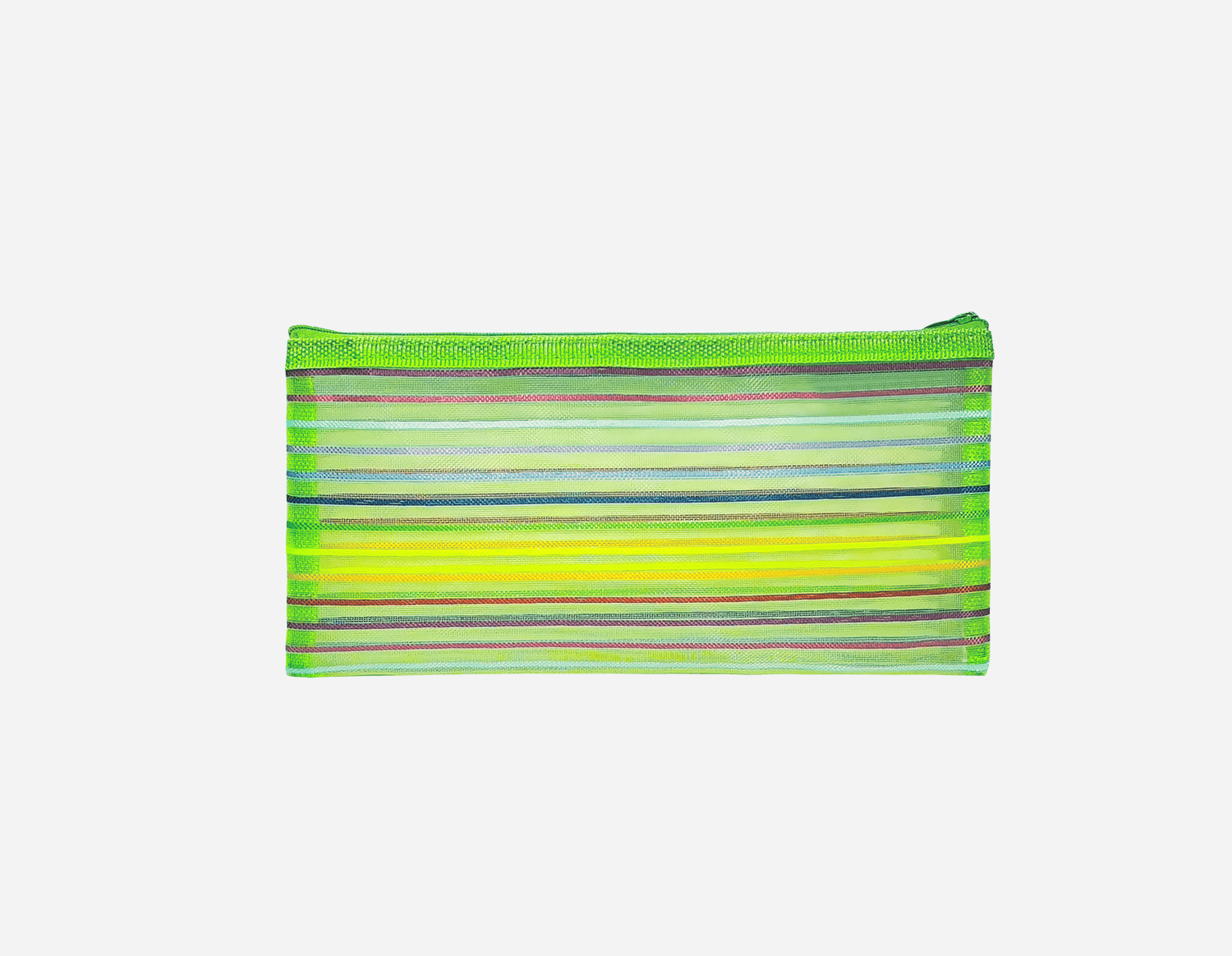 Colored Stripe Nylon Mesh Zipper Bag - MFO-8279