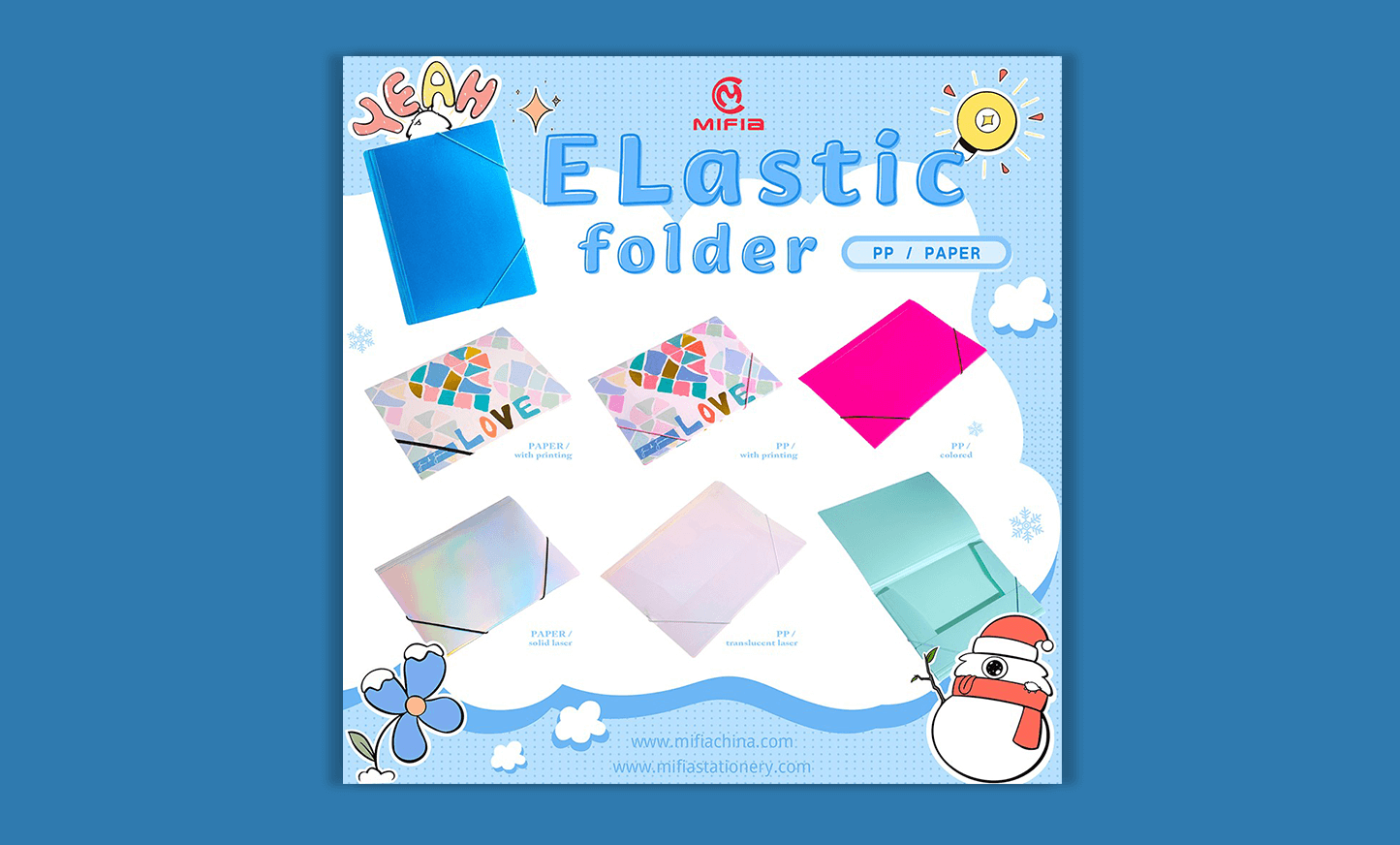 Plastic 3-Flap File Folder with Elastics