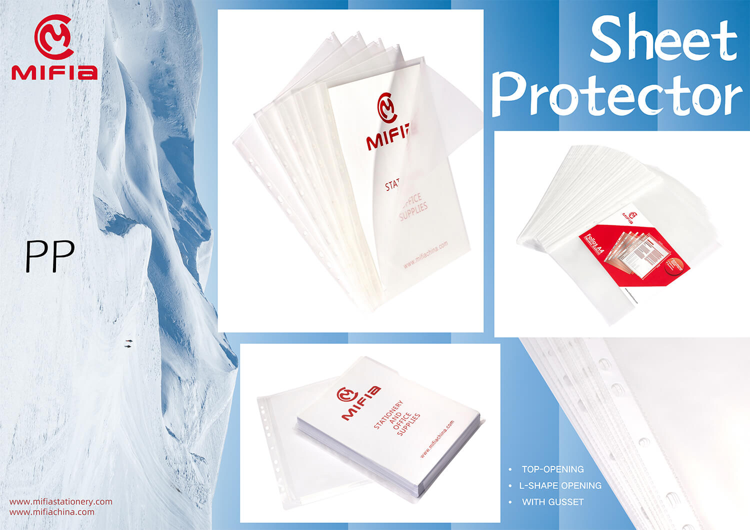 PP Sheet Protector with L-shape opening-MFO-005L-