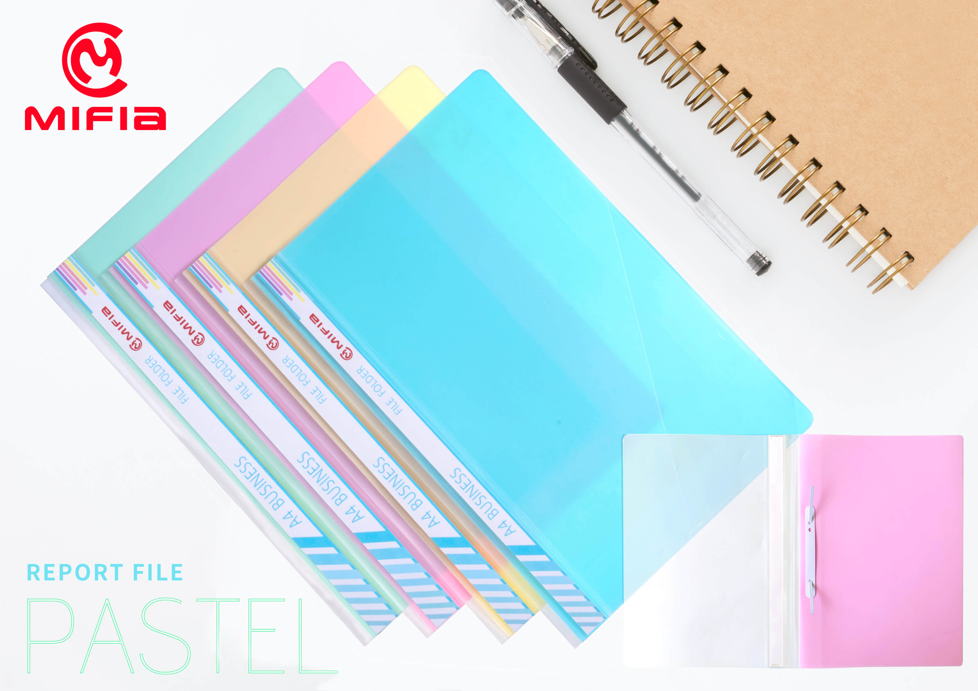 Pastel PP Report Files- Metal Clip & Spine Slot  Inside Triangle Pocket Design- P-MFO-015 (1)