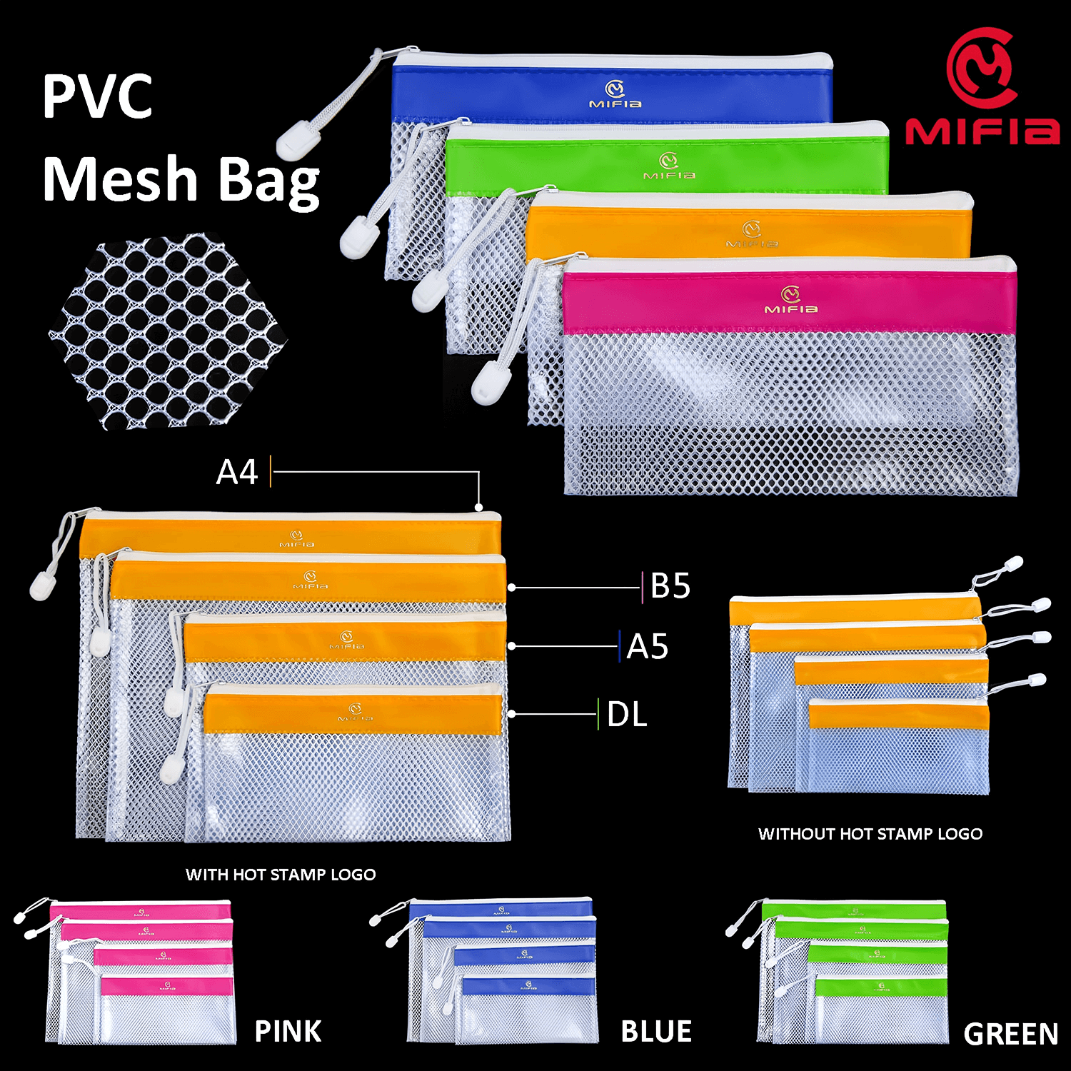 A4 PVC Mesh Zip Bag with Colored Strip-MFO-8155 (1)(1)