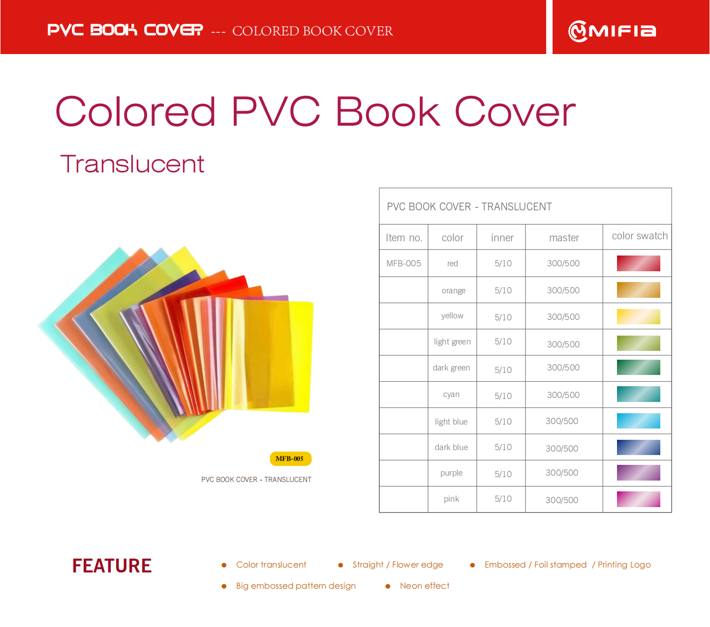 Glossy PVC Translucent Book Covers-by mifia stationery