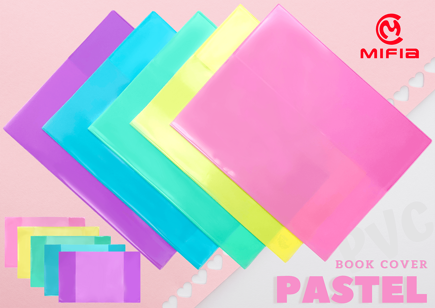 Glossy Opaque PVC Book Covers in Solid & Pastel Colors P-MFB-005---