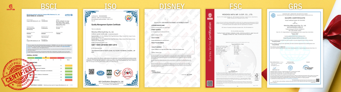 -FACTORY CERTIFICATION - MIFIA STATIONERY