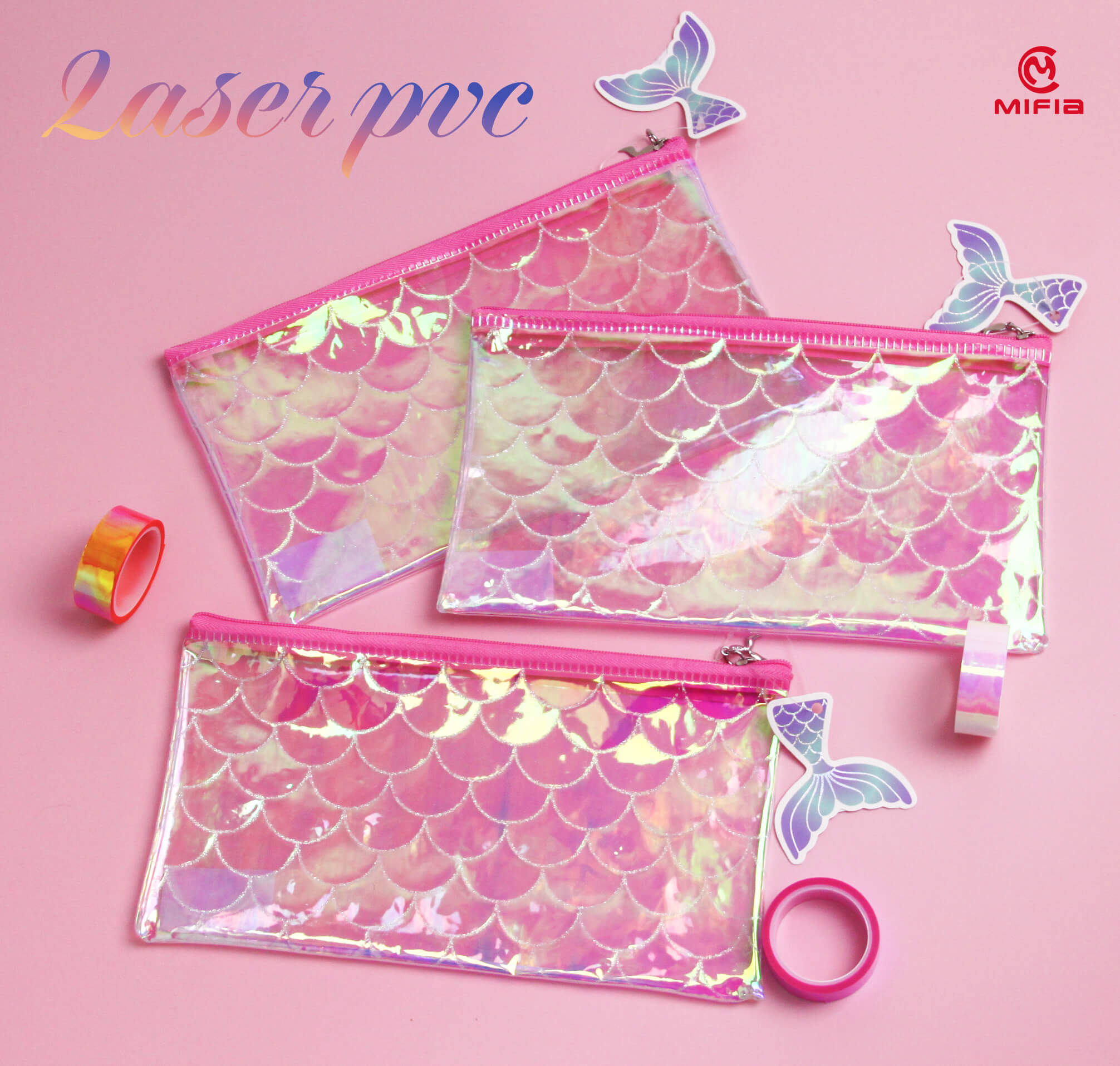PVC Translucent Glitter Zip Bag with Scale Pattern-MFO-8068-.jpg