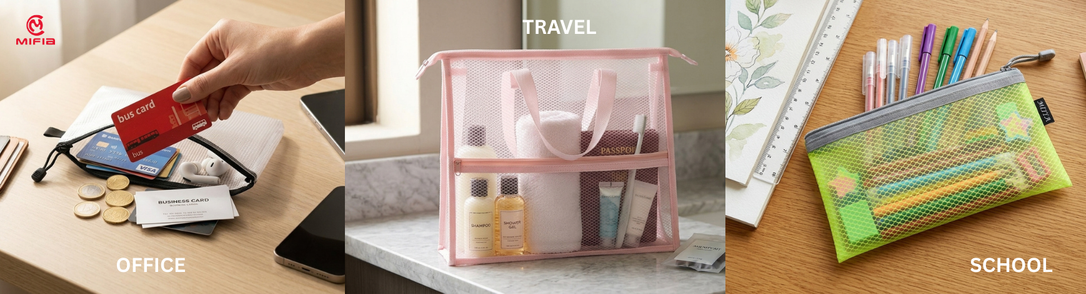 Custom Mesh Bags Size, Color, and Design Options for Bulk Orders---